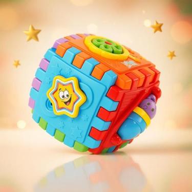Imagem de Brinquedo Educativo Bebê 6 Meses  Cubo de Atividades Smart Cube com So