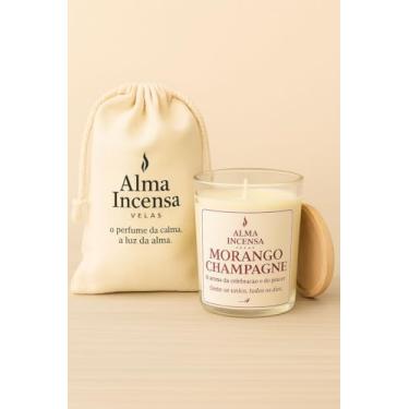 Imagem de Vela Aromática Gourmet Alma Incensa em Vidro Decorativo com Embalagem Premium – Lavanda, Vanilla ou Morango Champagne (Gourmet Morango Champagne)