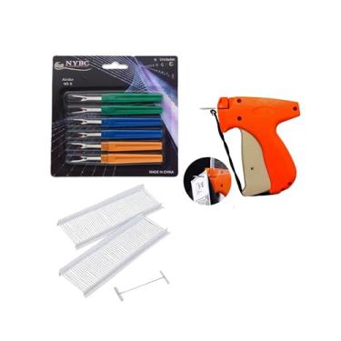 Imagem de Pistola Aplicadora de Etiquetas com 5000 Pinos 25mm + Kit 6 Abridores de Casinha Nº9 12cm | Kit Profissional para Etiquetagem de Roupas e Comércio