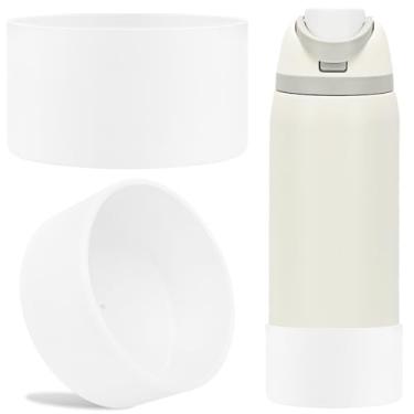 Imagem de TQONEP 2 peças de bota de silicone para garrafa de água Owala 680 g 947 ml, capa protetora antiderrapante para garrafa de água de aço inoxidável Flip/Twist/FreeSip (transparente, 946 ml)