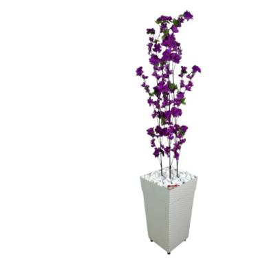 Imagem de Planta Artificial Cerejeira Rosa com Vaso Grande – Planta Decorativa Artificial para Sala, Escritório e Casa (Cerejeira Roxa Vaso Branco)