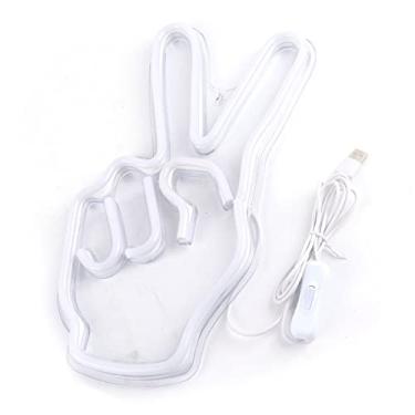 Imagem de Mingzhe Lâmpada de Sinal de Néon Decorativa Lâmpada de Gesto de Vitória Alimentada por USB para Prateleira de Armário de Quarto