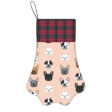 Imagem de SKKNT Impressão francesa meias de Natal animais de estimação decoração de natal cães gatos árvore decoração doce presente conveniente