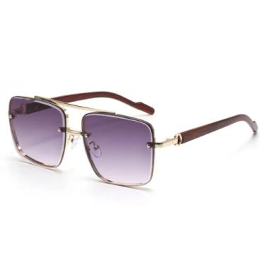 Imagem de HCHES Óculos de Sol Masculinos Clássicos e Casuais com Armação Dupla e Grande, Proteção UV400 (Cinza Duplo)