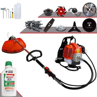 Imagem de Roçadeira Costal Terra GRC430 À Gasolina 2 Tempos 43cc 1,7HP Alta Rotação Ideal Para Todos os Tipos de Trabalhos Com 9 Opções de Cortes + Óleo Stihl