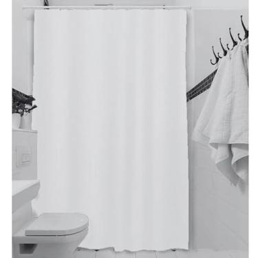 Imagem de Cortina de Box Banheiro Vinil com Ganchos – Cortina para Box Impermeável e Fácil de Limpar (LISA BRANCO)