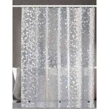 Imagem de Cortina de Box Banheiro com Ímã Antimofo Transparente Resistente com Ilhós (Transparente Branco)