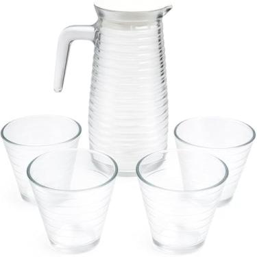 Imagem de Jarra transparente com tampa, copos pequenos para agua, refrescante e util, cristalina