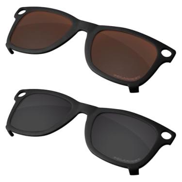 Imagem de Firtox Clipes polarizados unissex para Ray-Ban Meta Wayfarer RW4006 (tamanho M 50-22), proteja seus olhos - moldura preta - preto sólido e marrom terra