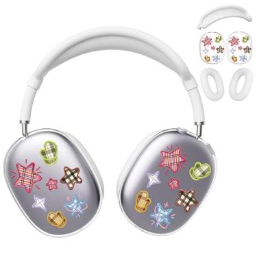 Imagem de BlHMCASE Capa de fone de ouvido para AirPods Max, lindas capas de fone de ouvido transparentes, capa de silicone branca para Apple AirPods Max