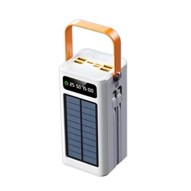 Imagem de ANJ.GG Power Bank Solar, 50000mAh, USB Tipo C, para Smartphone, Branco, Carregamento Rápido Bidirecional, Display Digital, Bateria