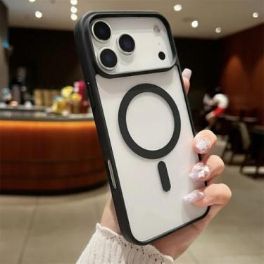 Imagem de HJZSZX Capa magnética fashion para iPhone 16 Plus, capa com carregamento sem fio e à prova de choque (para iPhone 16 Plus/preta)