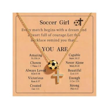 Imagem de Zurlcdye Colar de cruz, futebol, vôlei, softball, presente para esportes, mãe, filha, fãs, companheiras de equipe, acessórios esportivos, dia de jogo, joias de aniversário modernas, presentes, Zinco