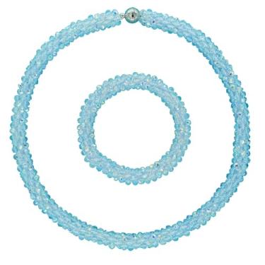 Imagem de Esbbela Colar com contas atadas à mão, conjunto de joias, conjunto de joias, gargantilha de cristal artificial para mulheres - fio de contas feito à mão, cristal facetado brilhante, Rondelle-43 cm, 30