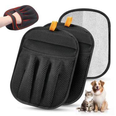 Imagem de Salhap 2 luvas de remoção de pelos de animais de estimação para gatos e cães, 2025 Luvas eletrostáticas de pelos de cinco dedos recentemente atualizadas, ferramenta reutilizável de remoção de pelos de