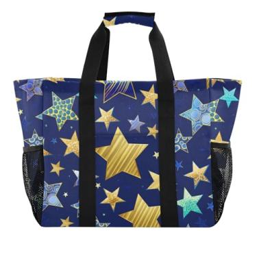 Imagem de Sacolas reutilizáveis para piquenique à prova de areia, formas de estrelas, douradas, praias, lagos, bolsas femininas, fofas, engraçadas, para barcos de cruzeiro, bolsa mãe grande, impermeável