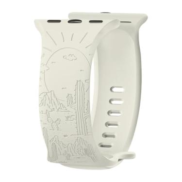 Imagem de Pulseira de relógio de silicone macio esculpida em cacto, compatível com Apple Watch série 11 10 9 8 mm, 42 mm, 44 mm, 45 mm, 46 mm, 49 mm, para iWatch Series 11 10 9 8 7 6 5 4 SE, ultra homens wom