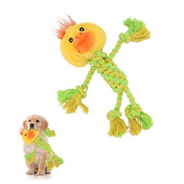Imagem de MultiValue Brinquedos engraçados de pelúcia para cães, brinquedos fofos para filhotes de cachorro barulhentos, brinquedos interativos para cães de guerra para limpeza de dentes de filhotes (pato)