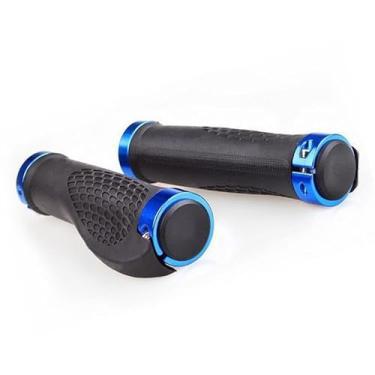 Imagem de Manopla Ergonômica para Bicicleta MTB com Trava de Alumínio, Punhos Antiderrapantes com Descanso de Palma, Borracha Confortável. AZUL.