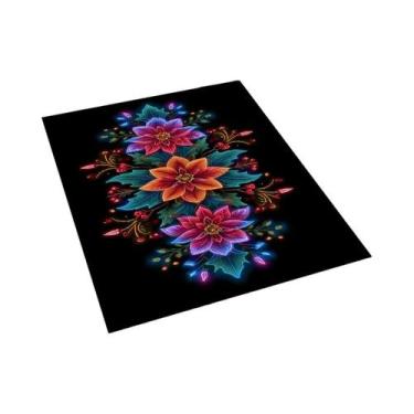 Imagem de Natal poinsétia flor tapete antiderrapante adequado para sala de estar