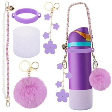 Imagem de Comaptible Owala Accessories Bottle Bota de silicone de 680 g e 947 ml, alça, pingentes, garrafa de água Owala compatível com proteção inferior de borracha elegante e funcional