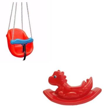 Imagem de Combo de Playground Kids Vermelho - Ganggora Dino Rex - Balanço Vermel