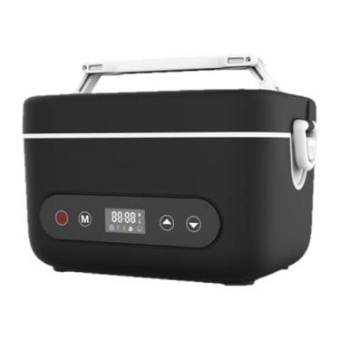 Imagem de SiaBiced Lancheira elétrica sem fio com aquecedor de alimentos, recipiente de aço inoxidável à prova de vazamentos, ideal para piqueniques, atividades ao ar, Preto
