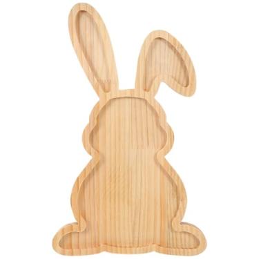 Imagem de SHINEOFI Travessas de madeira de Páscoa, tábua de servir de charcutaria em forma de coelho, bandejas de madeira para comida de coelho de primavera para Páscoa ou férias de primavera suprimentos de