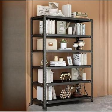 Imagem de Rack de Armazenamento em Aço com Prateleiras Ajustáveis Estante Multifuncional para Organização(Preto 6 Divisórias 80 * 30 * 180cm)
