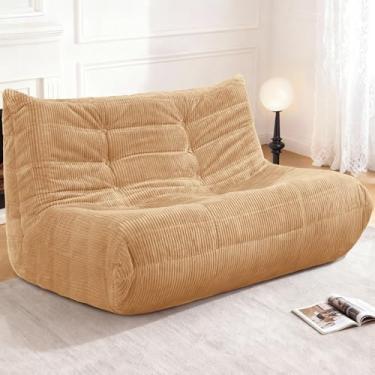 Imagem de Cansunna Cadeira de pufe gigante, poltrona gigante para adultos, confortável e grande, sofá preguiçoso, espreguiçadeira de veludo cotelê com espuma de memória, sofá de chão para casa, sala de estar