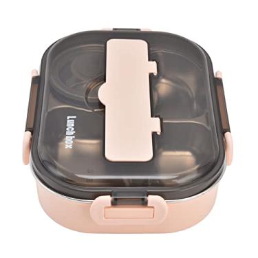Imagem de GLOGLOW Lancheira/Caixa Lancheira de Aço, Caixa de Quatro Compartimentos de 1,3L Com Tigela de Sopa, para Escola e Viagens Portáteis para Crianças Em Aço Inoxidável 304 (Rosa【Pauzinhos e colher