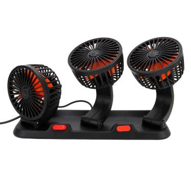Imagem de Ventilador Triplo USB Carro Escritorio Silencioso 2 Velocidades Auotomotivo Mesa Escrivaninha Verao Calor Sol