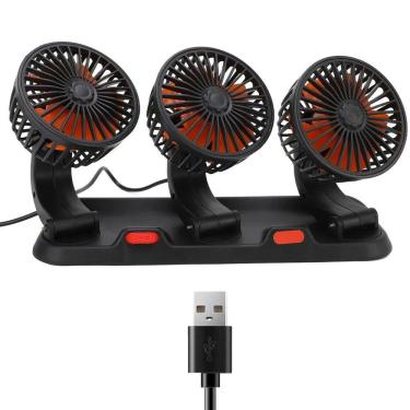 Imagem de Ventilador Triplo Usb Automotivo Carro Escritorio Mesa Escrivaninha Home Office 2 Modos Silencioso Verao Calor