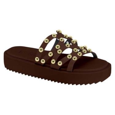 Imagem de Chinelo Papete Feminino Moleca Tratorada Com Tachas 5489121, Chocolate