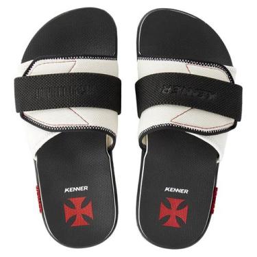Imagem de Chinelo Kenner Vasco Kivah Slide Masculino - Preto e Branco, 41