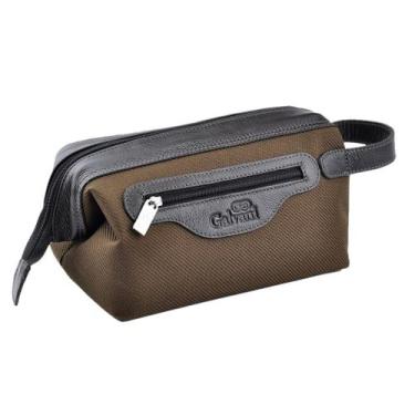 Imagem de Bolsa Necessaire NÁPOLES em Nylon c Couro Galvani, Marrom café