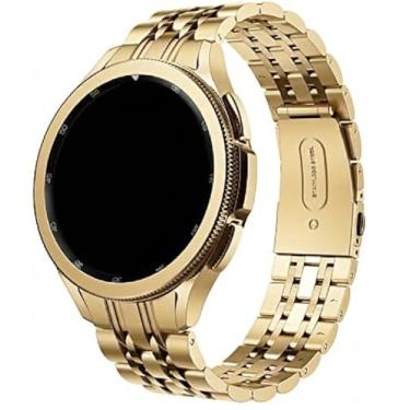 Imagem de Pulseira de Aço Inoxidável (Dourada) para Samsung Galaxy Watch 7/6 / 5/4 / FE – Metal Engate Rápido