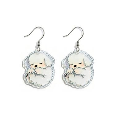 Imagem de OSCCI Adoráveis brincos de acrílico para filhotes de cachorro – Ganchos de liga durável, com tema de animal de estimação fofos, ótimos para roupas casuais e de festa, Acrílico, Sem pedra preciosa