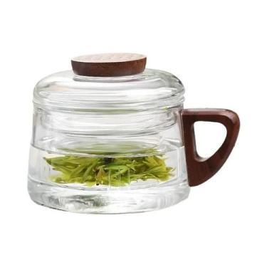 Imagem de Copo De Chá De Vidro Borossilicato De 200ml Com Filtro E Cabo De Madei