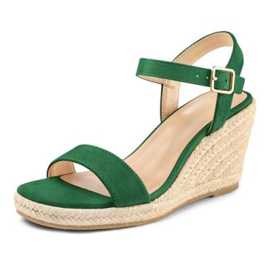 Imagem de mysoft Sandálias femininas plataforma espadrille Wedge, Verde, 36