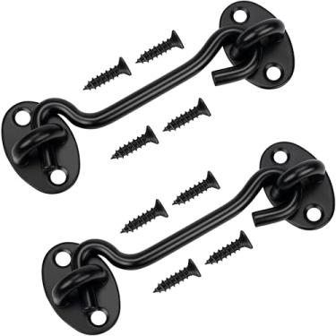 Imagem de Rainspire (Pacote com 2) Gancho de privacidade e trava de olhal para porta de celeiro, trava de porta de celeiro de aço inoxidável, ganchos de cabine para persianas de portão, deslizante, janela