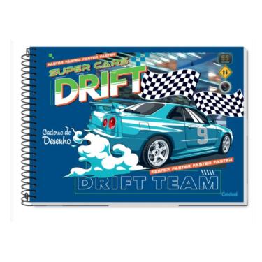 Imagem de Caderno Espiral Capa Dura Cartografia Super Cars 80 Folhas Credeal Drift