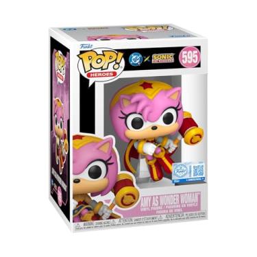 Imagem de Funko Pop! Heroes: Liga da Justiça e Sonic - Amy Rose/Mulher Maravilha Rosa Híbrida/WW - Sonic + DC Comics - Boneco de vinil colecionável