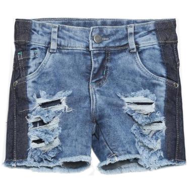 Imagem de Shorts Juvenil Look Jeans Detonado Jeans - UNICA - 4-Feminino