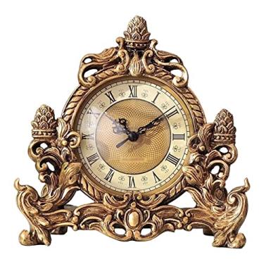 Imagem de Relógio de mesa sala de estar resina relógio de mesa ornamentos quarto desktop relógios silenciosos (cor: A, tamanho: tamanho único)