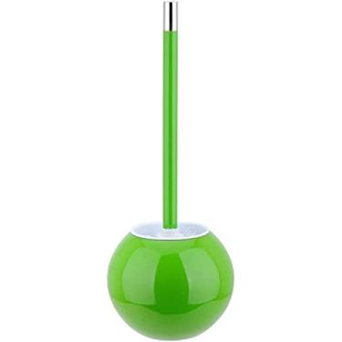 Imagem de Conjunto de 2 peças de escova de vaso sanitário de aço inoxidável criativa redonda colorida escova de vaso sanitário com suporte, escova de limpeza de banheiro, suporte de escova de banheiro (azul