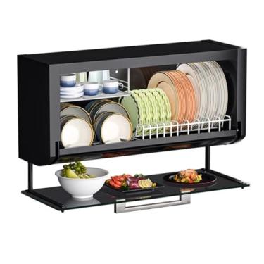 Imagem de Prateleira de 2 níveis, suporte suspenso para temperos com bandeja de drenagem removível, escorredor de pratos de metal e prateleira oca, capacidade de carga 10 kg, para armário de profundidade > 30,5