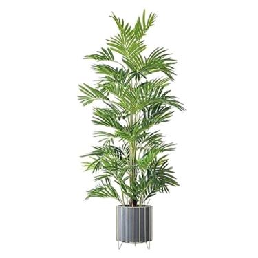 Imagem de SLGGPJBU Plantas falsas árvore artificial simulação árvore artificial em vaso folhas tropicais falsas ramos para decoração de festa na selva jardim plantas artificiais interior ao ar livre, 163 cm