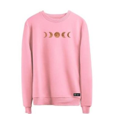 Imagem de Blusão Moletom Fases da Lua Masculino e Feminino Personalizado sem Capuz gola Redonda-Unissex