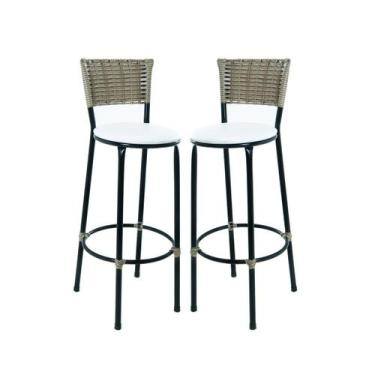 Imagem de Kit 2 banquetas altas de fibra sintetica cor capuccino - Espaço Junco,